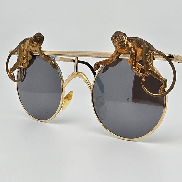 Mercura NYC Gold Brass Flying Monkeys Silver Mirror Vintage Aviator Sunglasses main image 16